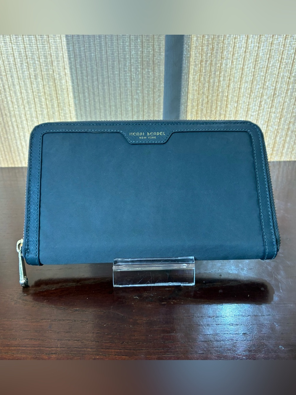 henri bendel Black Zip-Around Tablet Wallet Case with Gold Accents
